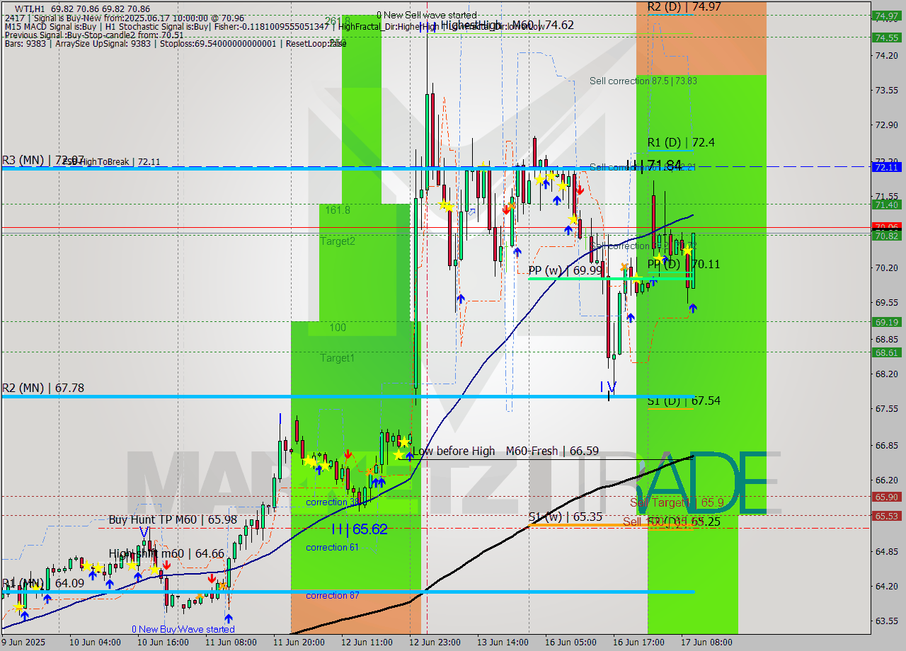 WTI MTF analysis at 2025.06.17 10:31