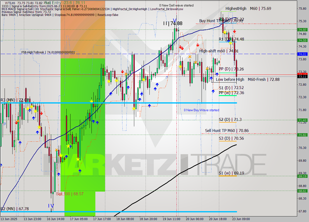 WTI MTF analysis at 2025.06.23 11:21