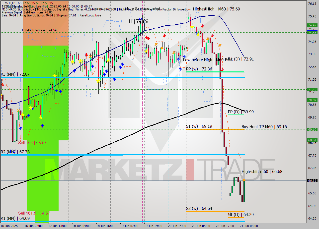 WTI MTF analysis at 2025.06.24 10:53