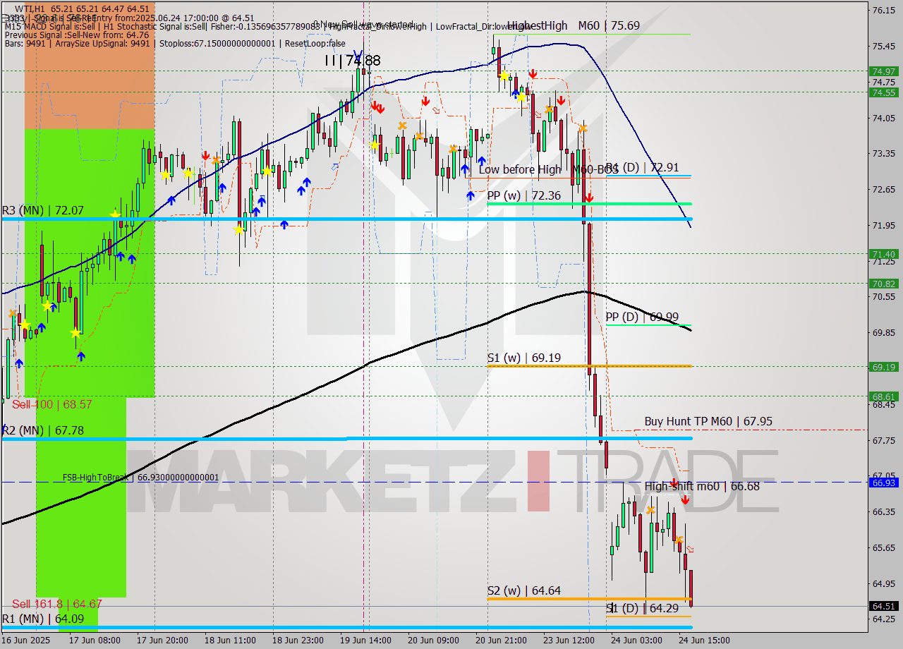 WTI MTF analysis at 2025.06.24 17:29