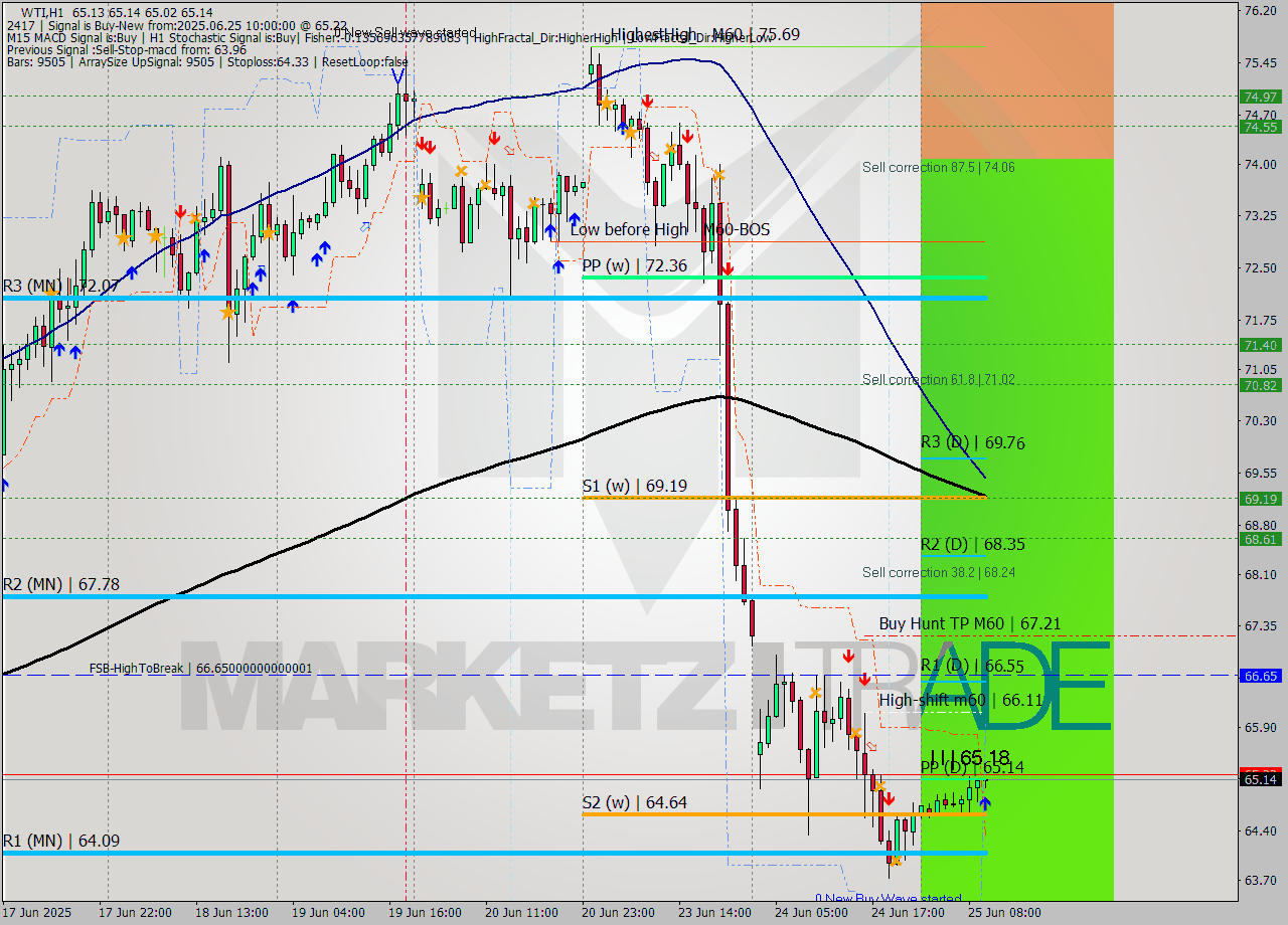 WTI MTF analysis at 2025.06.25 10:00