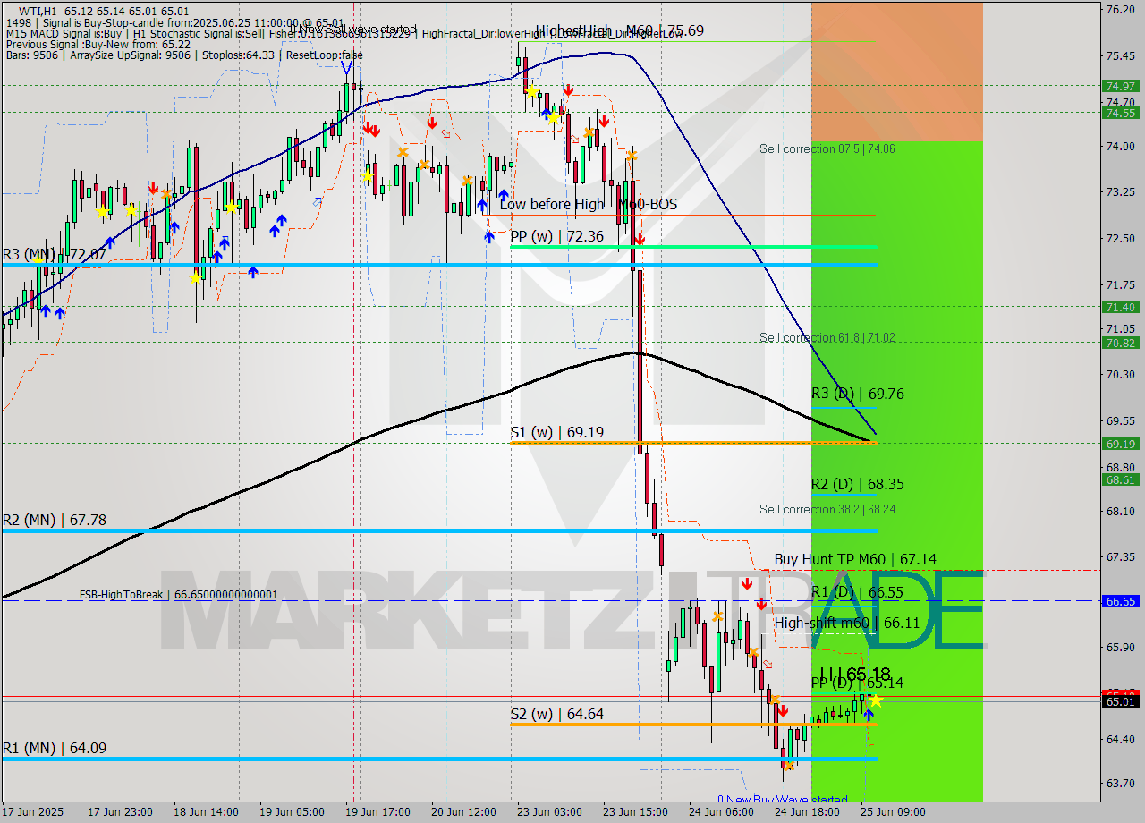 WTI MTF analysis at 2025.06.25 11:03