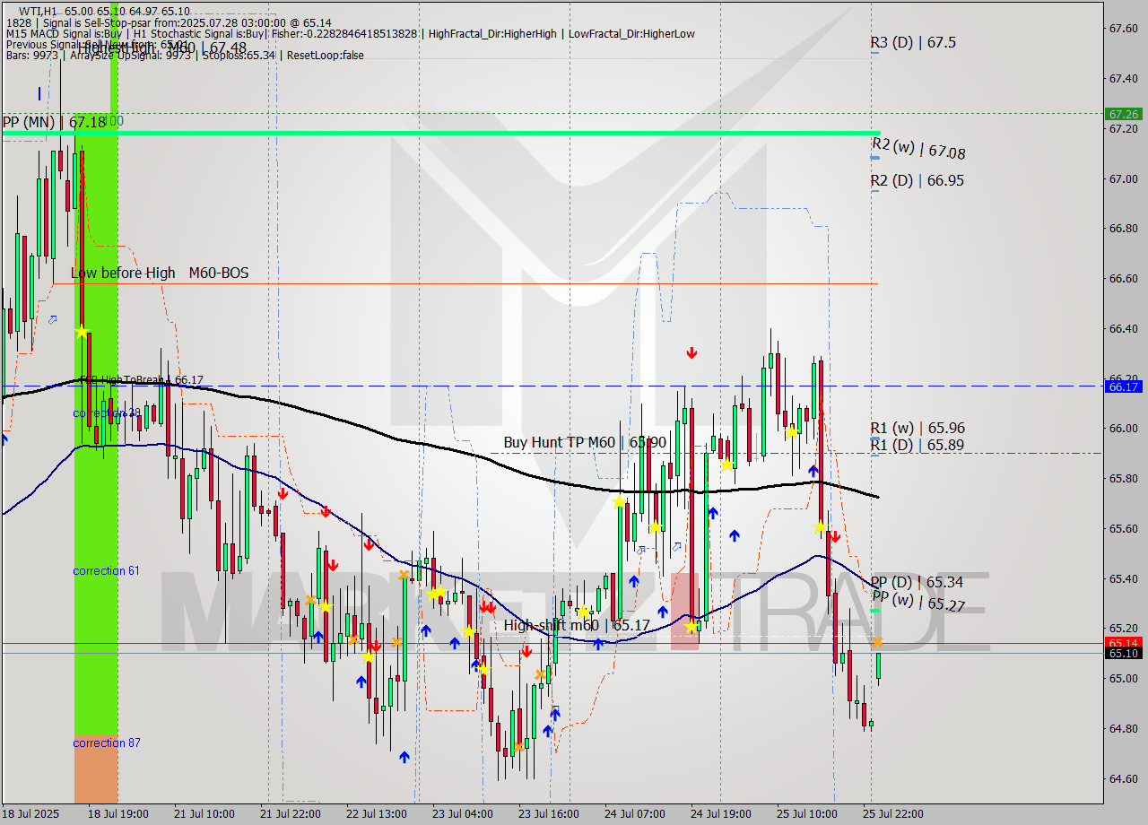 WTI MTF analysis at 2025.07.28 03:59